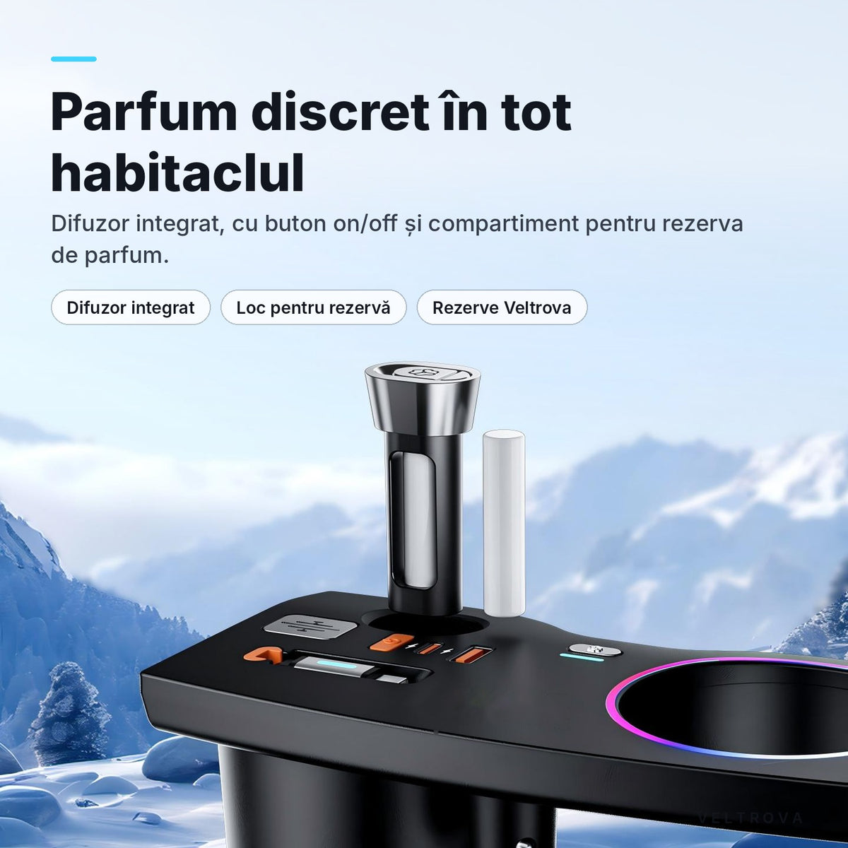Încărcător Auto dedicat cu difuzor de parfum și lumină RGB pentru BMW Seria 5 G30 / G31 și Seria 6 GT G32 (2017-2024)