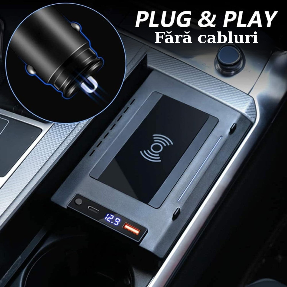 Suport telefon Smart / Statie de incarcare wireless montaj OEM dedicat plug&play pentru Audi A6/A7/S6/S7/RS6/RS7 2018-2023