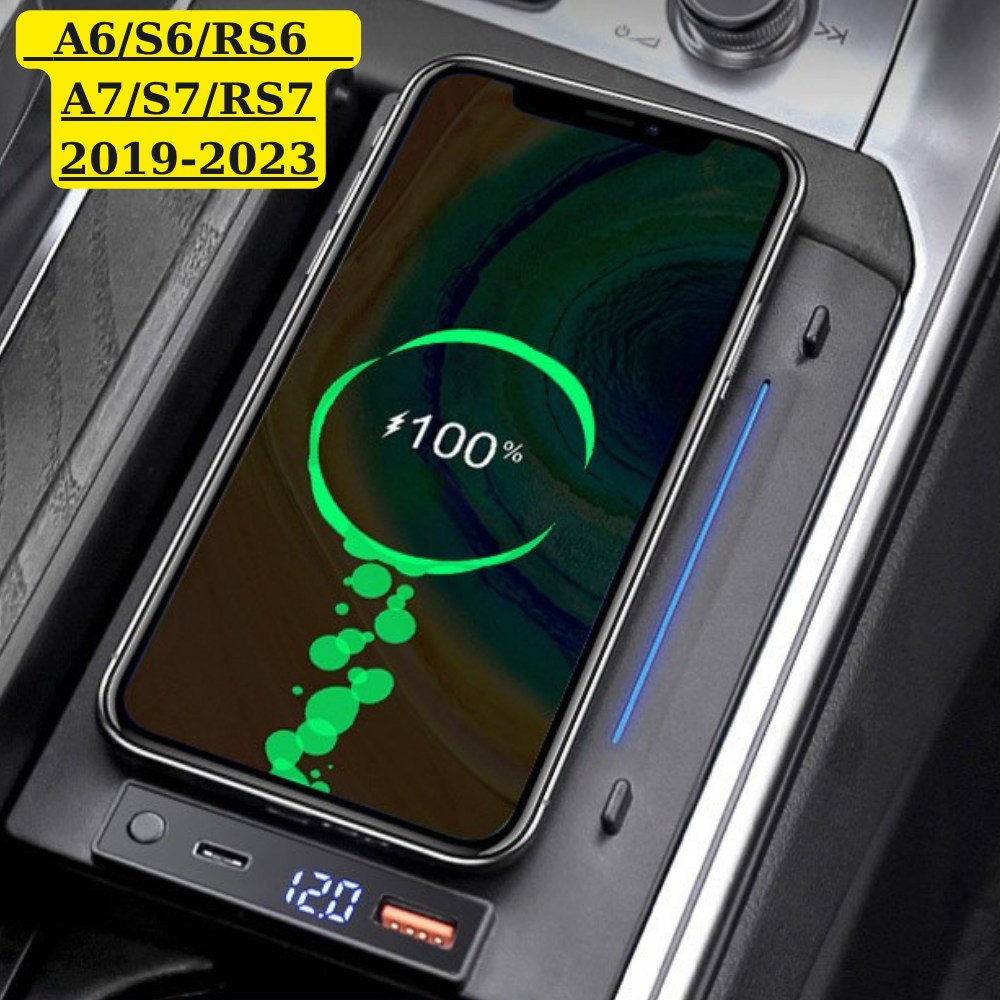 Suport telefon Smart / Statie de incarcare wireless montaj OEM dedicat plug&play pentru Audi A6/A7/S6/S7/RS6/RS7 2018-2023