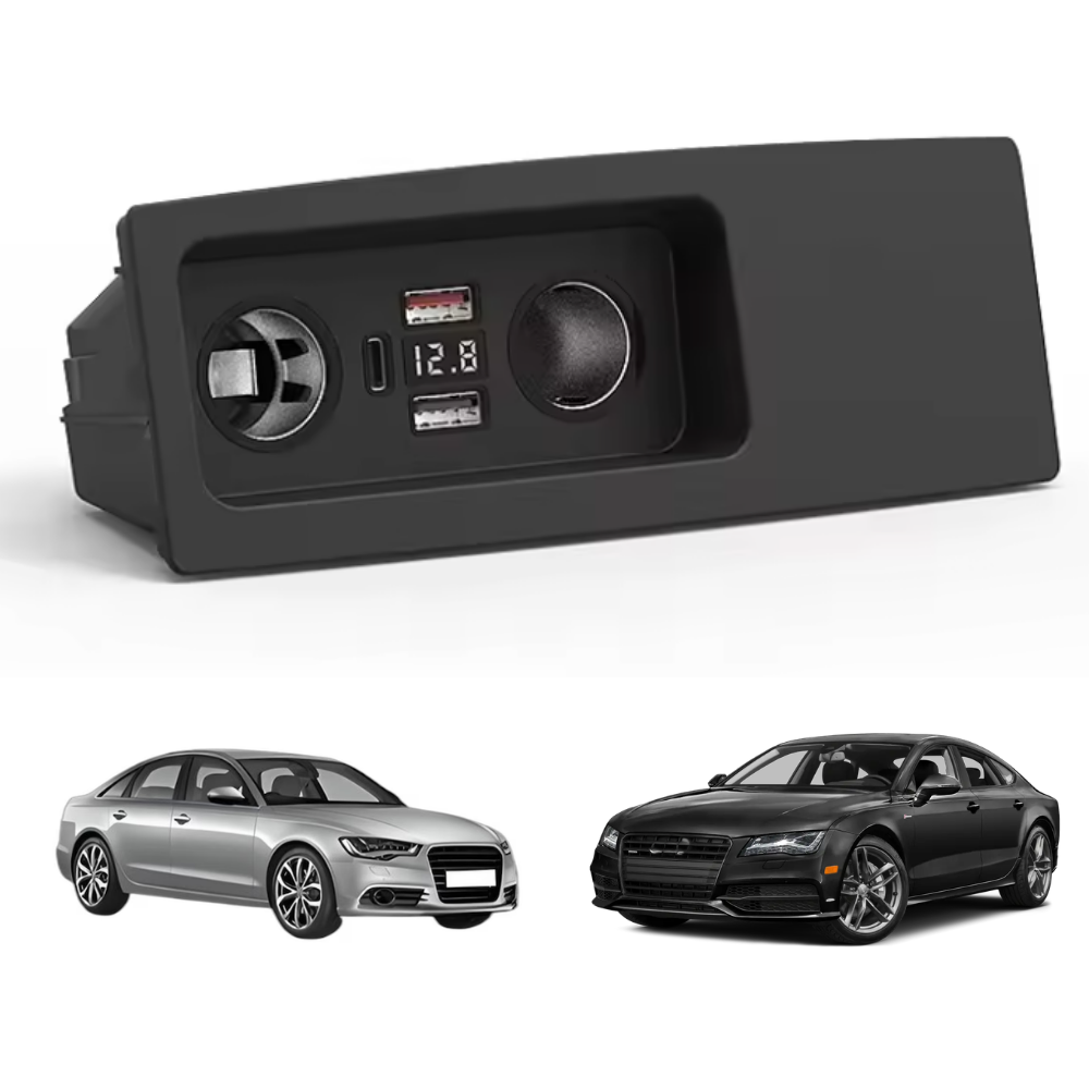 Încărcător Auto dedicat cu USB Fast Charging pentru Audi A6 / A7 c7 2010-2018 — Plug & Play în loc de Scrumieră | QC3.0 + Type-C PD2.0/3.0