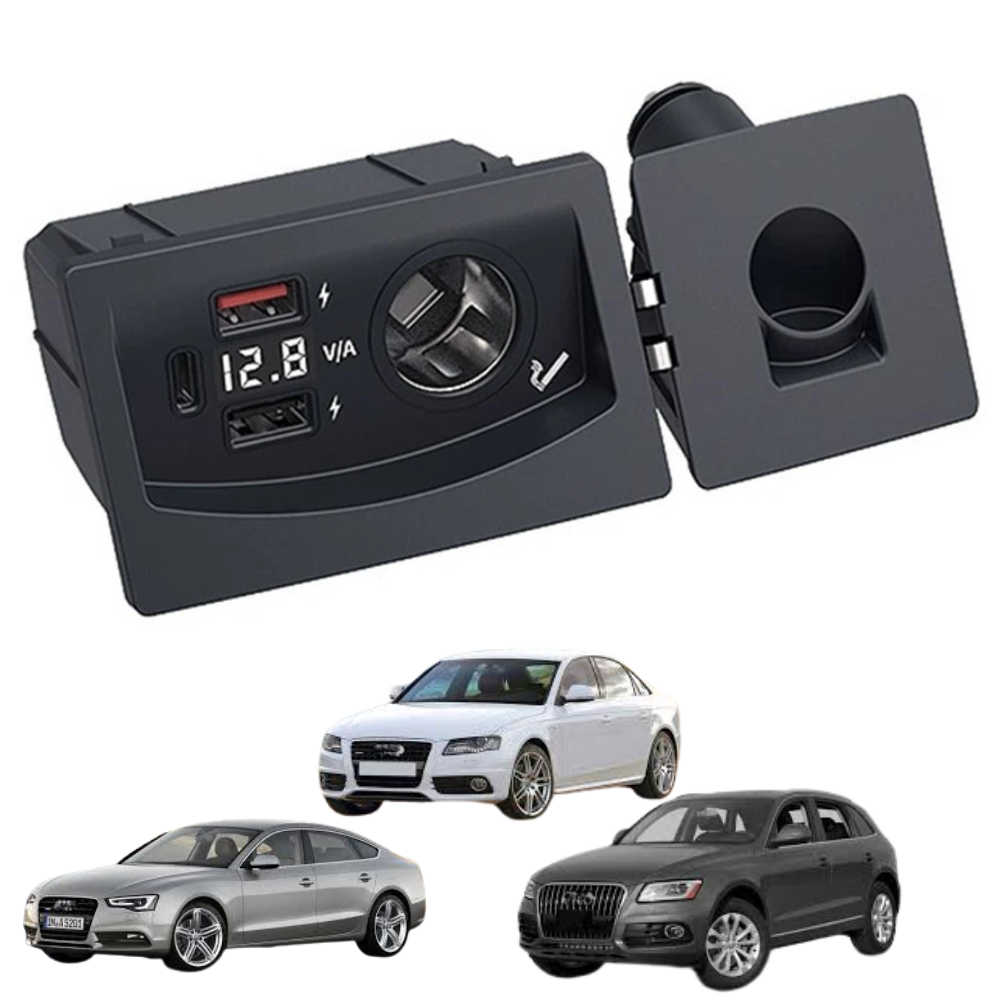 Încărcător Auto dedicat cu USB Fast Charging pentru Audi A4/A5/Q5 2008-2016 — Plug & Play în loc de Scrumieră | QC3.0 + Type-C PD2.0/3.0