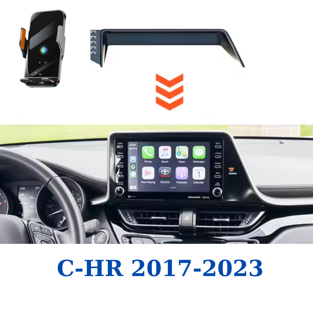 Suport telefon Smart VELTROVA cu Încărcare Wireless –TOYOTA CH-R 2017-2023 navi standard 8.5 inch, cu prindere pe ecranul multimedia