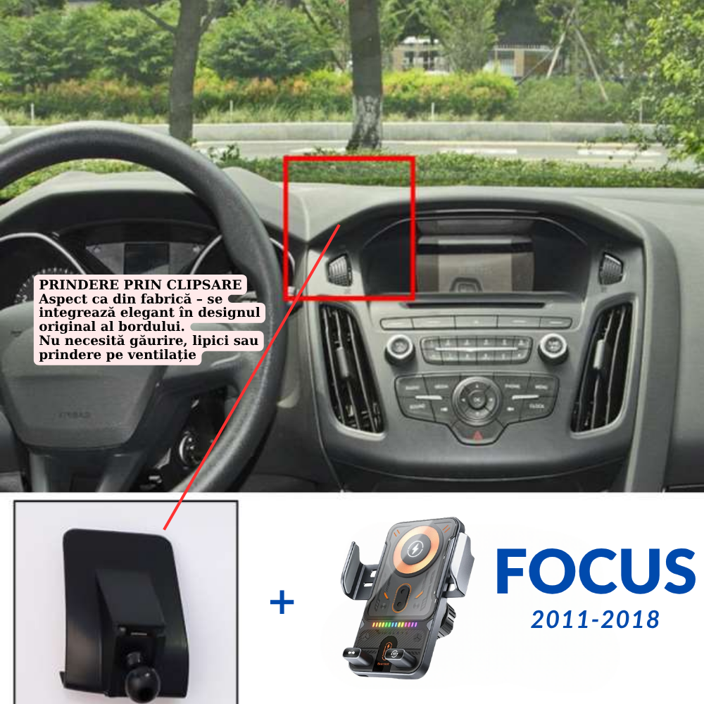 Suport telefon Smart cu prindere dedicata OEM pentru Ford Focus 2011-2018