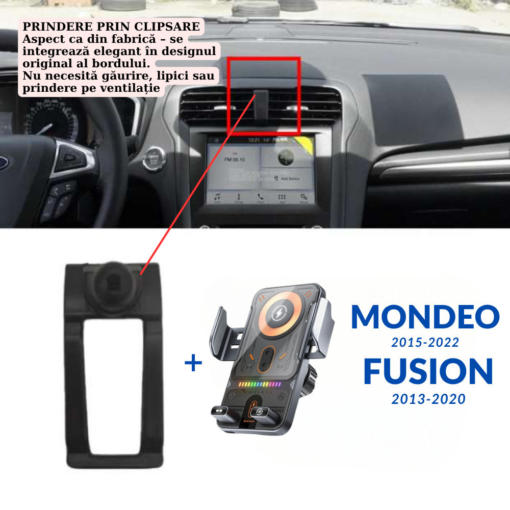 Suport telefon Smart cu prindere dedicata OEM pentru Ford Mondeo 2015-2022/Fusion 2013-2025