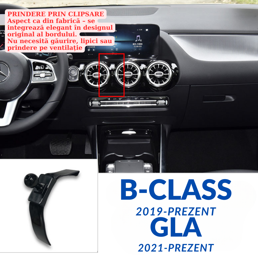 Smart phone holder with dedicated OEM mount for Mercedes B class 2019-PRESENT/GLA 2021-PRESENT