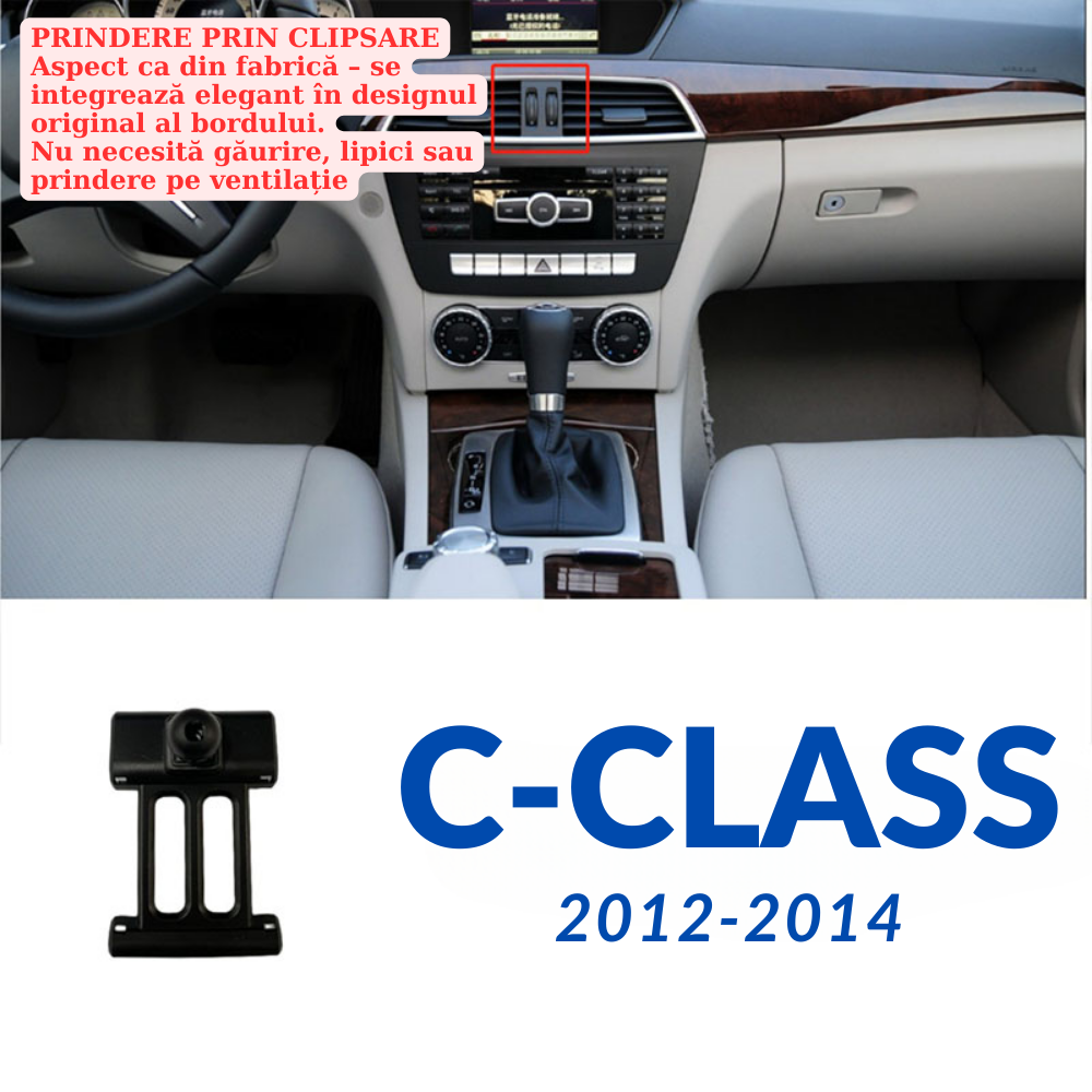 Smart phone holder with dedicated OEM grip for Mercedes C Class 2012-2014