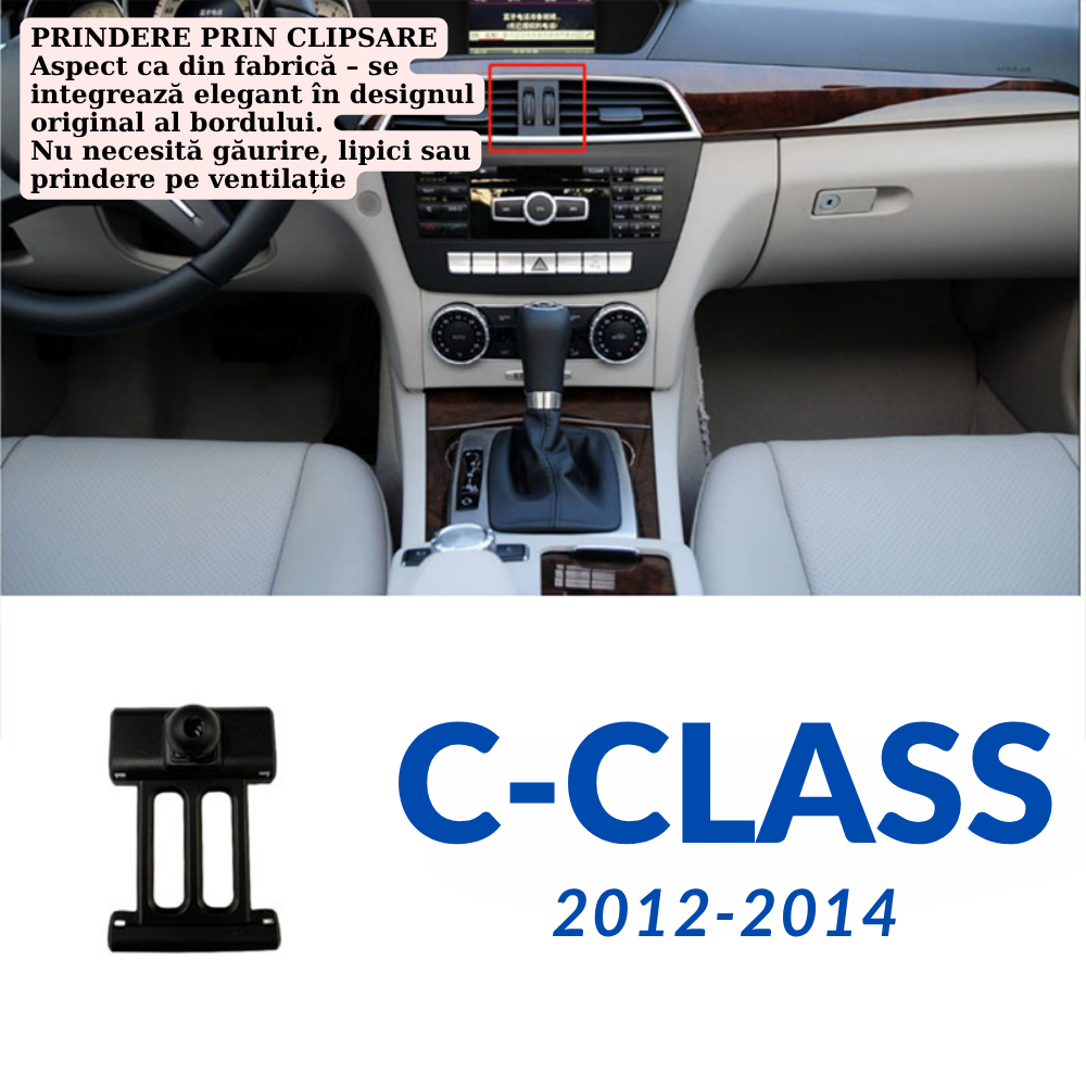 Smart phone holder with dedicated OEM grip for Mercedes C Class 2012-2014