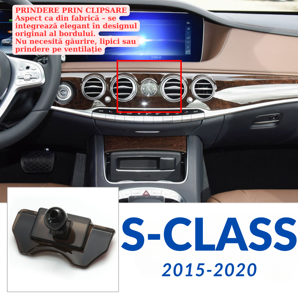 Smart phone holder with dedicated OEM grip for Mercedes S Class 2015-2020