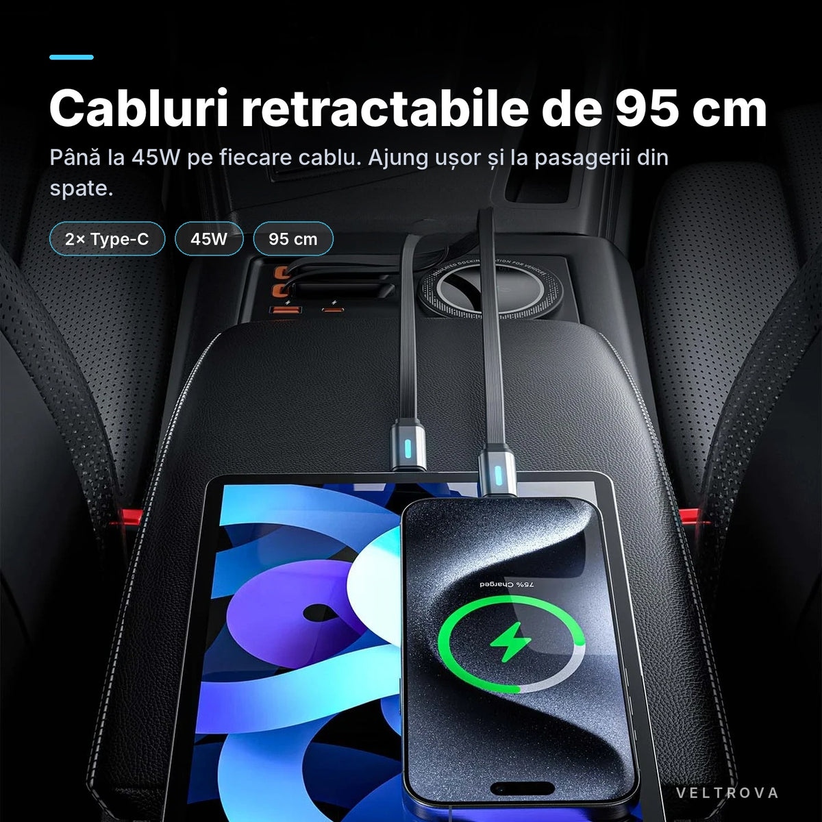 Încărcător Auto dedicat 135W cu Încărcare wireless și difuzor de parfum pentru Audi A4 B9 / A5 F5 / S4 / S5 / RS4 / RS5 (2016-2024)