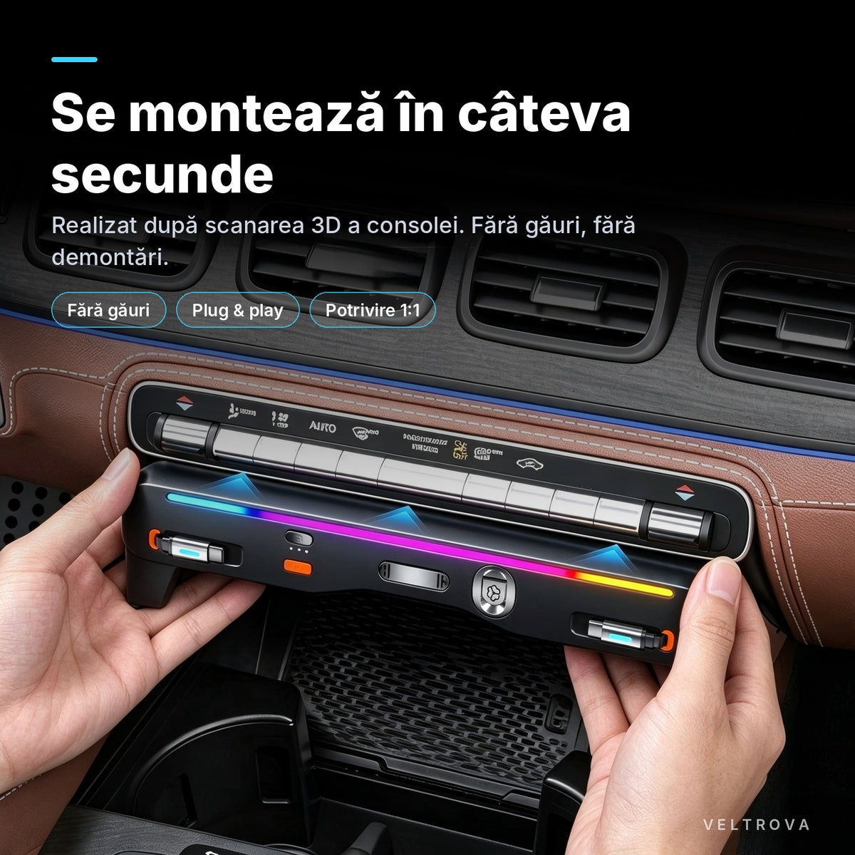 Încărcător Auto dedicat cu difuzor de parfum și lumină RGB pentru Mercedes GLE V167 / GLS X167 (2019-2025)