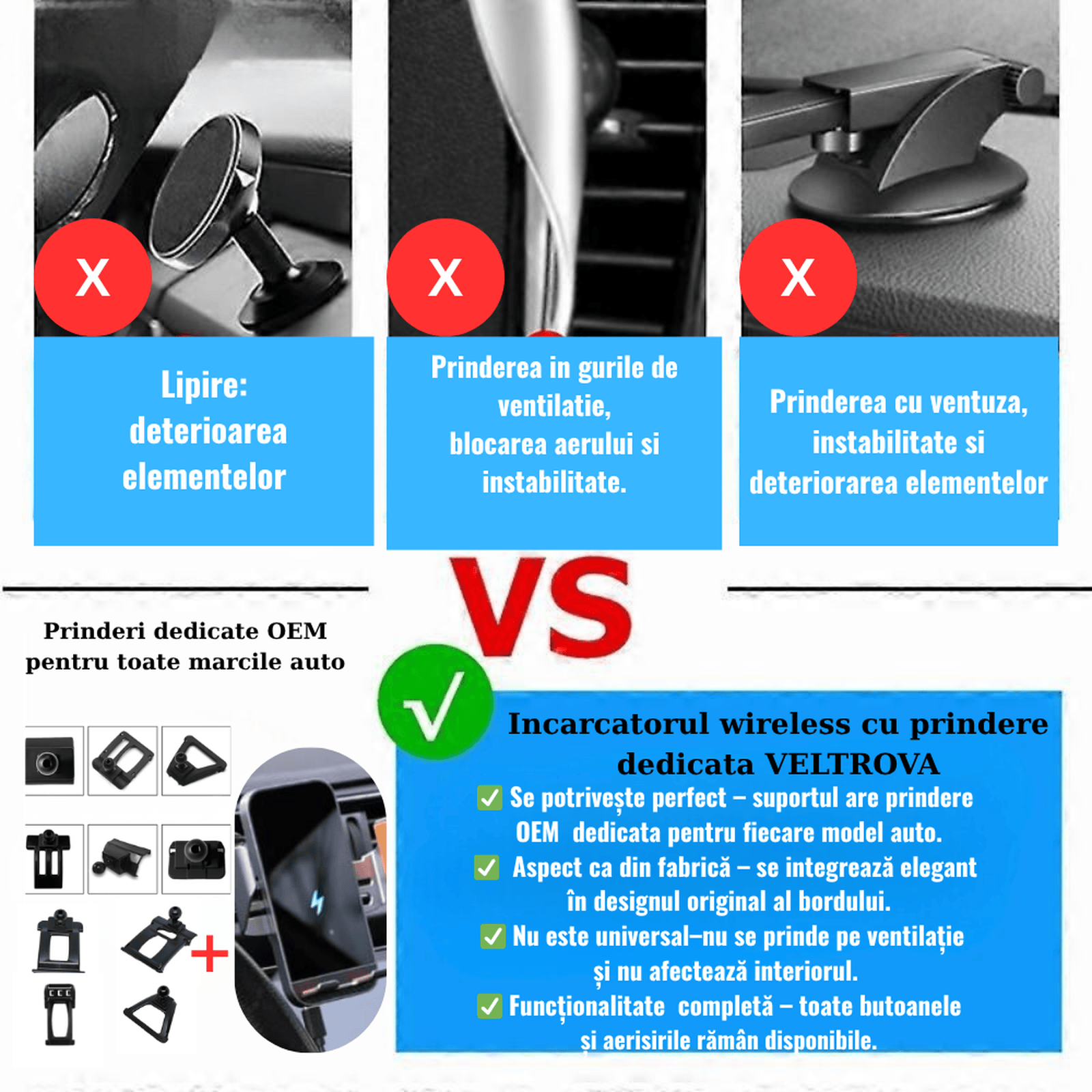 Suport telefon Smart cu prindere dedicata OEM pentru Skoda Octavia 2005-2012