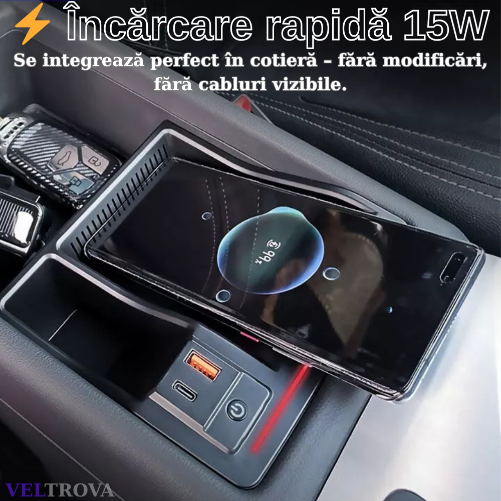 Suport telefon Smart / Statie de incarcare wireless montaj OEM dedicat plug&play pentru Audi A4 / A5 / S4 / S5 / RS4 / RS5 (2016–2023)