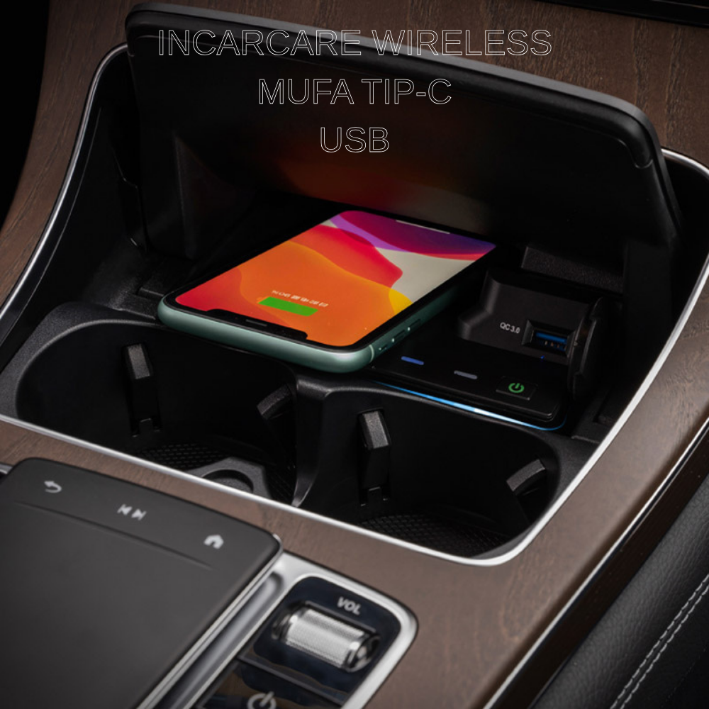 Suport telefon Smart / Statie de incarcare wireless montaj OEM dedicat plug&play pentru Mercedes C Class/GLC W205 C43 C63 GLC43 GLC63, 15W, 2 porturi, montaj Plug&Play