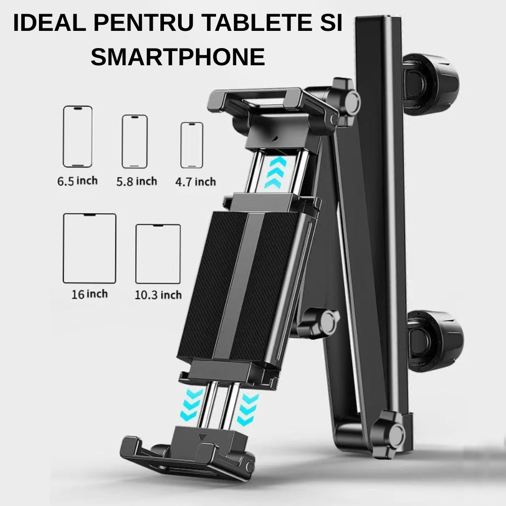 Suport Auto Tabletă si telefoane  pentru Tetieră – Universal, Reglabil, Aluminiu