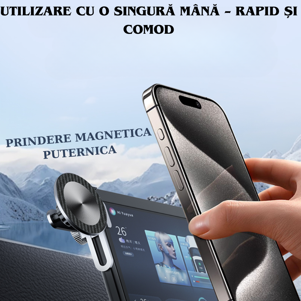 Premium Alloy Magnetic Car Holder for TESLA and other brands – Mounts on Multimedia Screen, Stable Phone Fixation