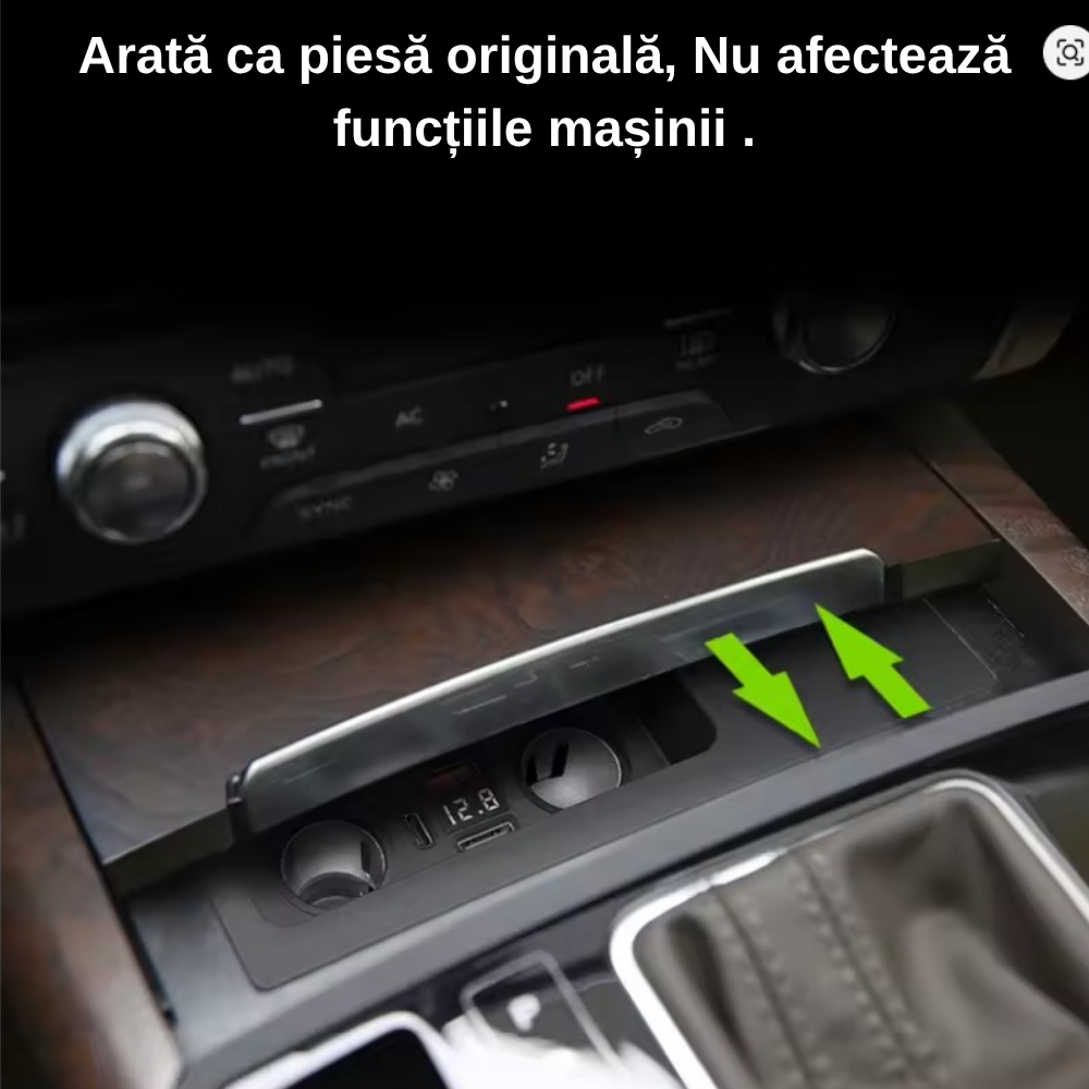 Încărcător Auto dedicat cu USB Fast Charging pentru Audi A6 / A7 c7 2010-2018 — Plug & Play în loc de Scrumieră | QC3.0 + Type-C PD2.0/3.0