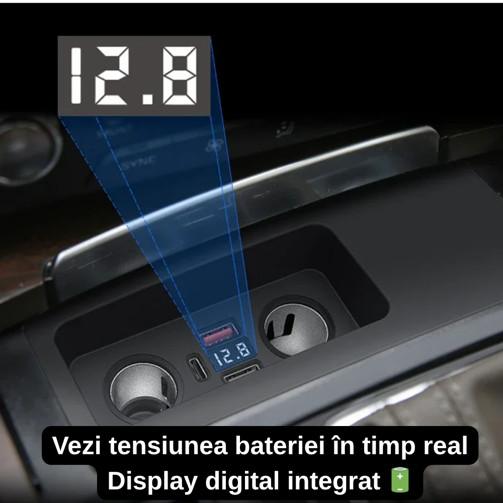 Încărcător Auto dedicat cu USB Fast Charging pentru Audi A6 / A7 c7 2010-2018 — Plug & Play în loc de Scrumieră | QC3.0 + Type-C PD2.0/3.0
