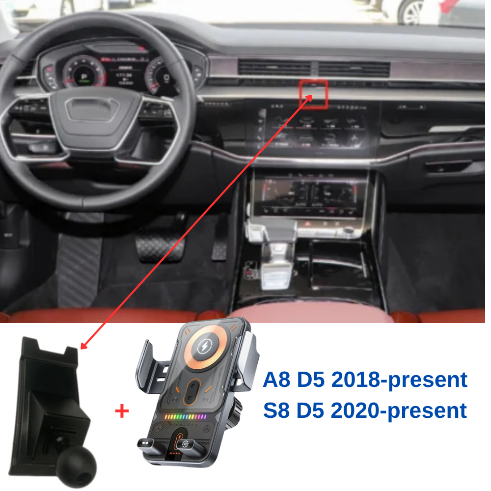 Smart Phone Holder with Dedicated OEM Mount for AUDI A8 D5 2018-present/S8 D5 2020-present