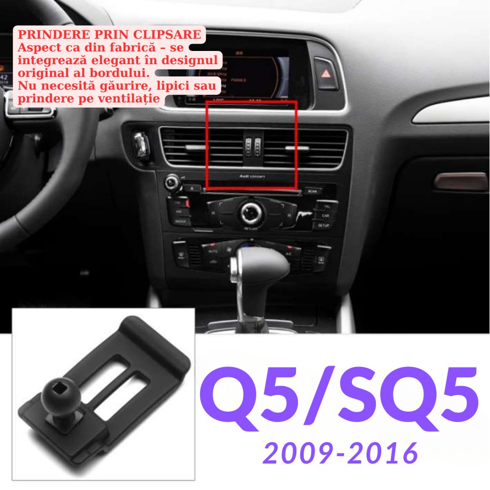 Suport telefon Smart cu prindere dedicata OEM pentru Audi Q5/RSQ5 2009-2016