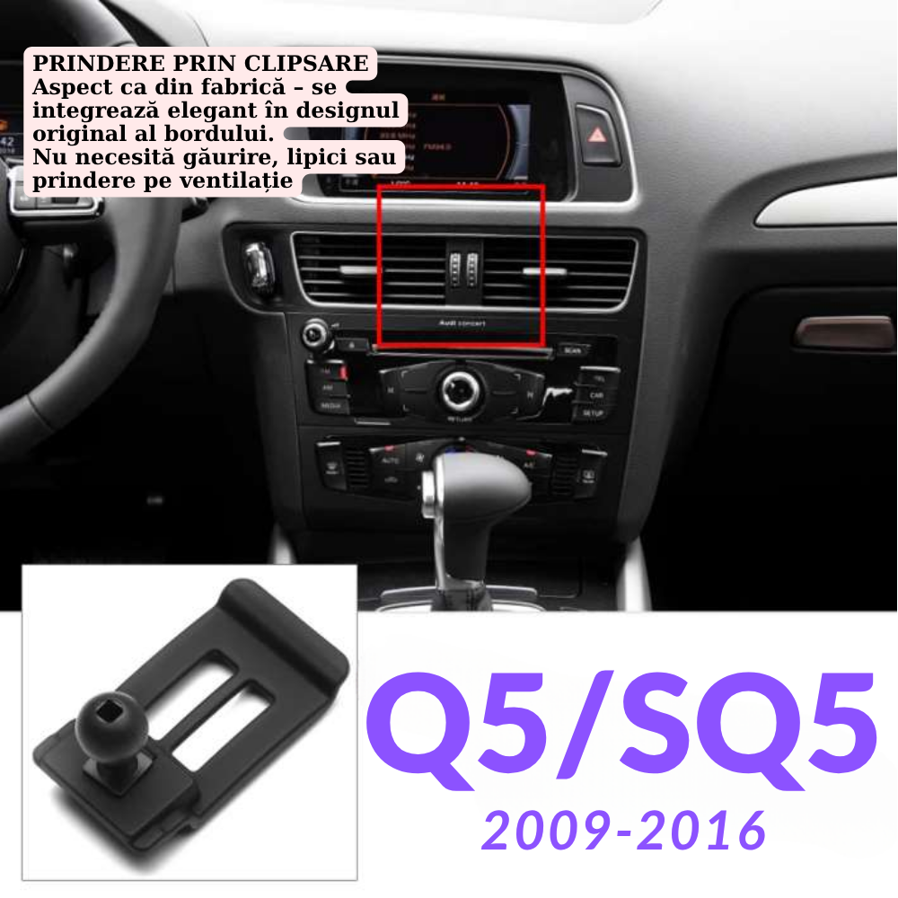 Smart phone holder with dedicated OEM grip for Audi Q5/RSQ5 2009-2016