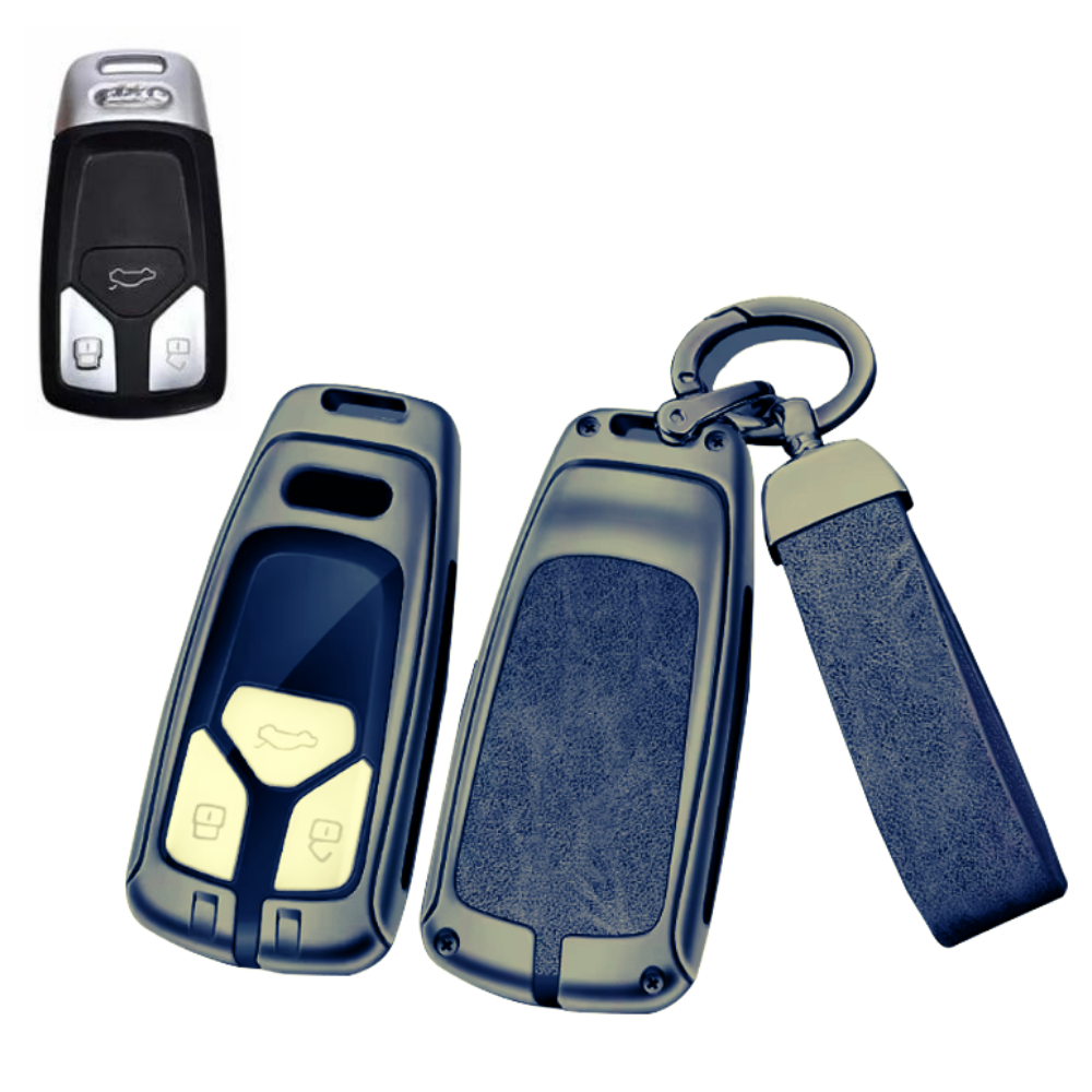 Husa cheie auto premium dedicata Audi 2009 – 2019  din aliaj si piele naturala – set complet, protecție elegantă & cutie cadou