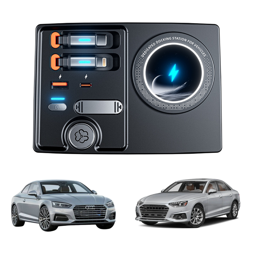Încărcător Auto dedicat 135W cu Încărcare wireless și difuzor de parfum pentru Audi A4 B9 / A5 F5 / S4 / S5 / RS4 / RS5 (2016-2024)