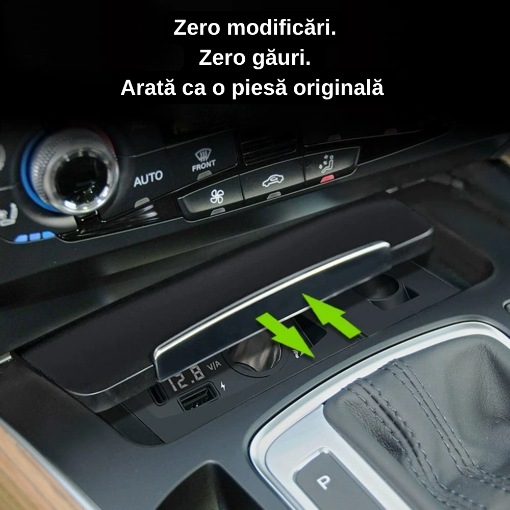 Încărcător Auto dedicat cu USB Fast Charging pentru Audi A4/A5/Q5 2008-2016 — Plug & Play în loc de Scrumieră | QC3.0 + Type-C PD2.0/3.0