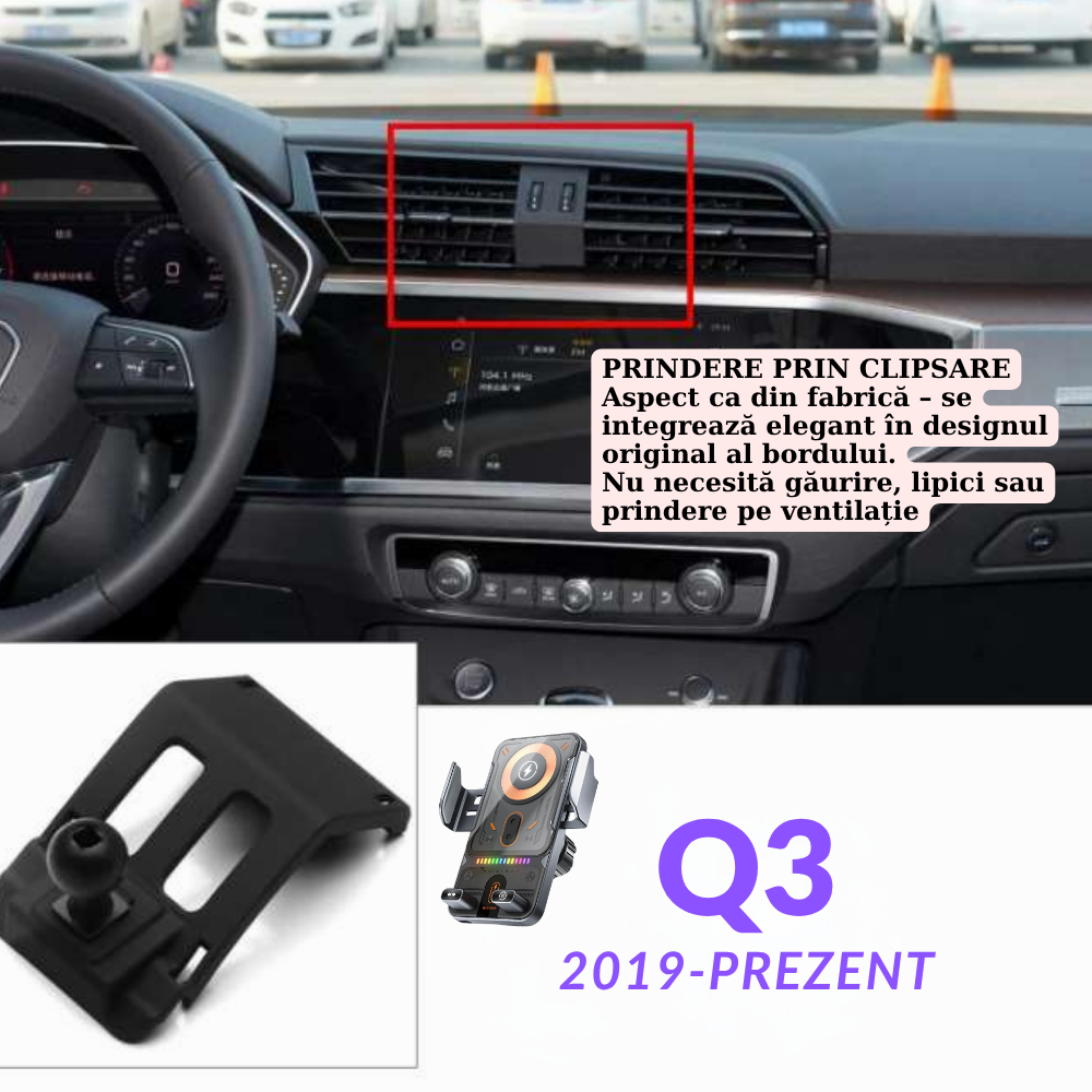 Smart phone holder with dedicated OEM grip for Audi Q3 2019-PRESENT
