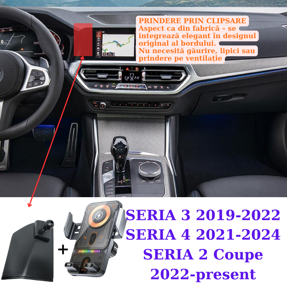 Suport telefon Smart cu prindere dedicata OEM pentru BMW Seria 2 G42 22-PREZENT/Seria 3 G20 19-22/Seria 4 G22 21-24