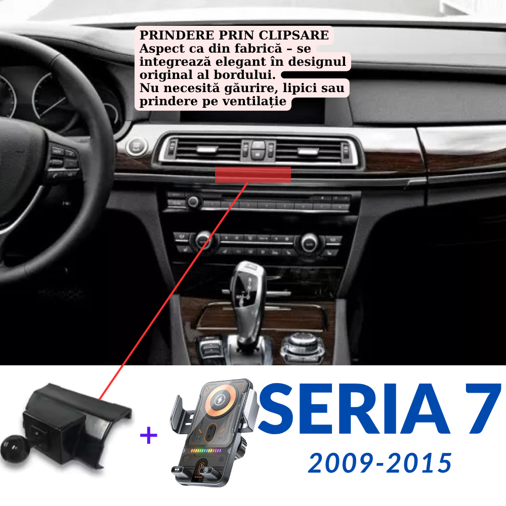 Suport telefon Smart cu prindere dedicata OEM pentru BMW Seria 7 F01-03 2009-2015