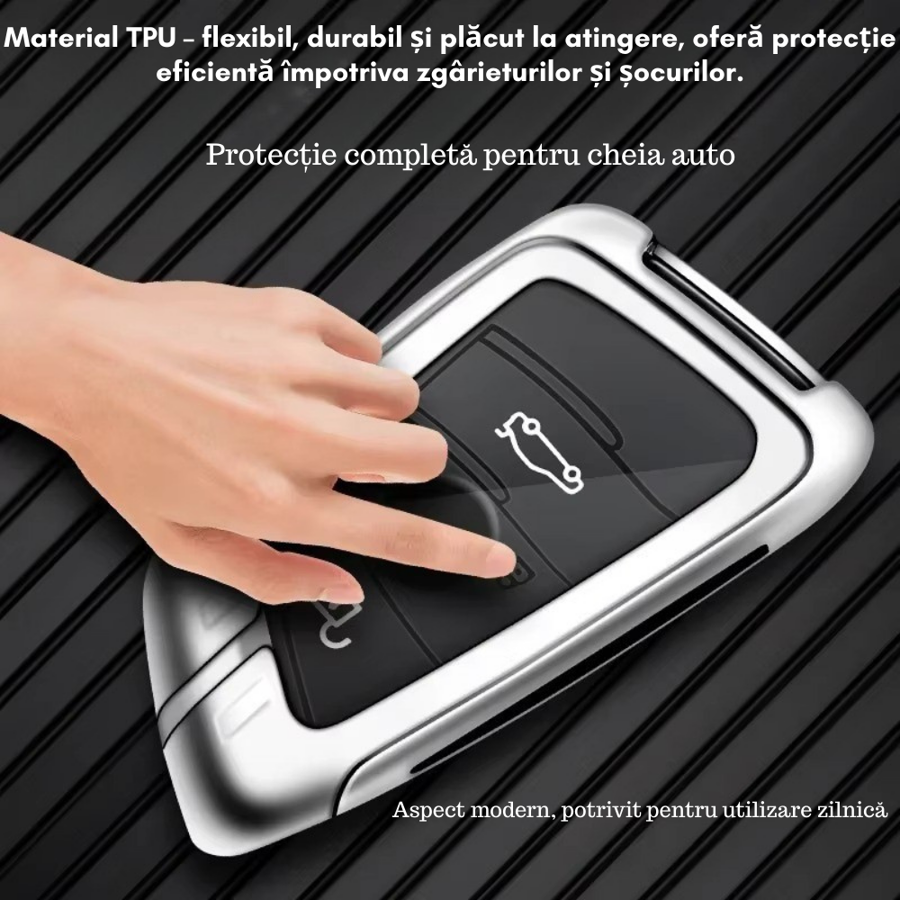 Husa cheie auto premium dedicata BMW X1 X2 X3 X4 X5 X6 Seria 1 2 3 4 5 6 2015+din aliaj si piele naturala – set complet, protecție elegantă & cutie cadou