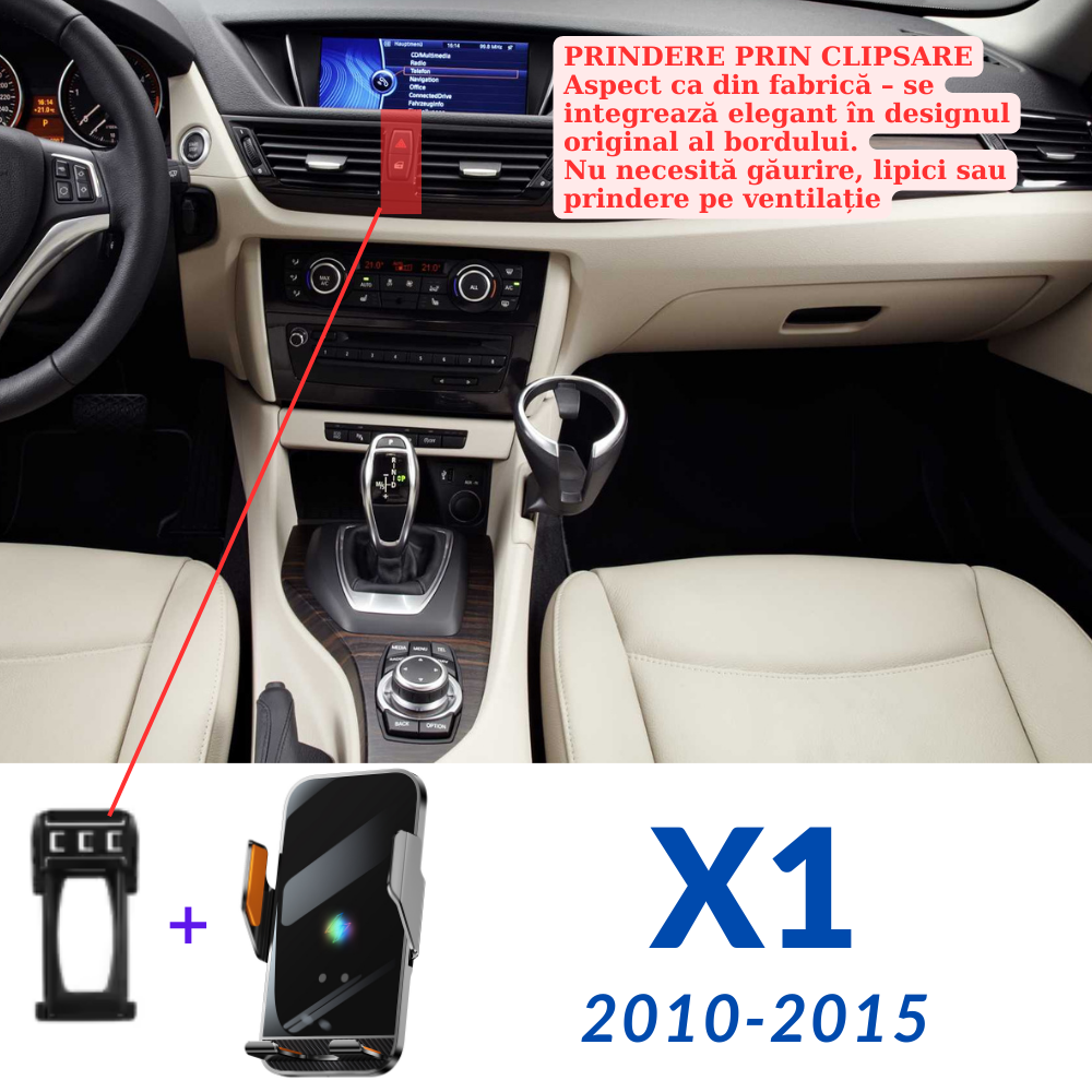 Suport telefon Smart cu prindere dedicata OEM pentru BMW X1 E84 2010-2015