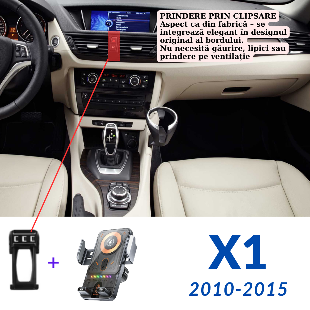 Suport telefon Smart cu prindere dedicata OEM pentru BMW X1 E84 2010-2015