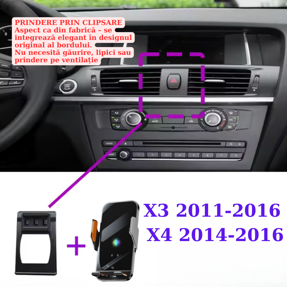 Suport telefon Smart cu prindere dedicata OEM pentru BMW X3 F25 2011-2017 / X4 F26 2015-2018