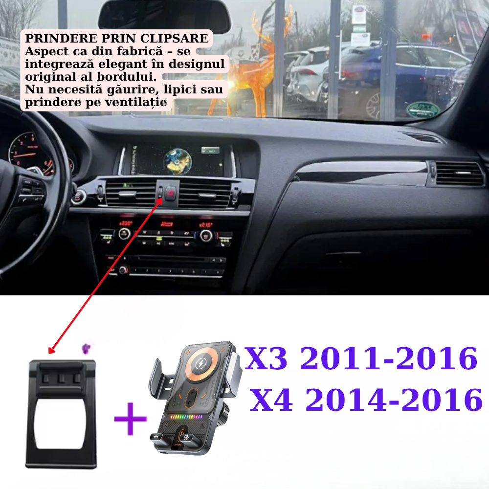 Suport telefon Smart cu prindere dedicata OEM pentru BMW X3 F25 2011-2017 / X4 F26 2015-2018