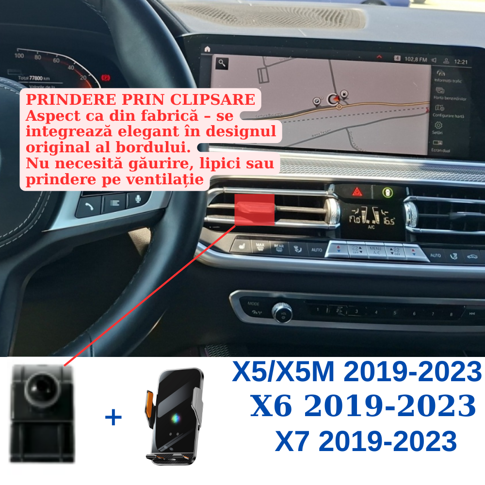 Suport telefon Smart cu prindere dedicata OEM pentru BMW X5/X6/X7 2019-2023