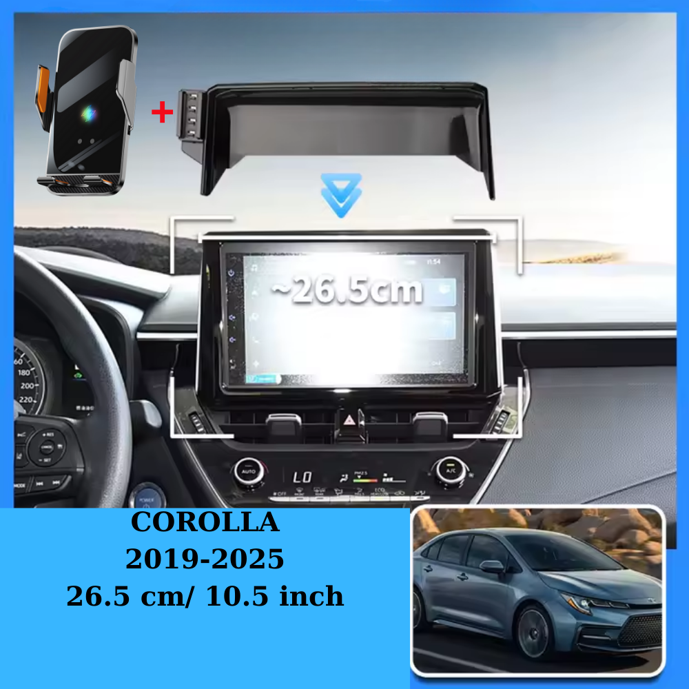 VELTROVA Smart Phone Holder with Wireless Charging –TOYOTA COROLLA/COROLLA CROSS 2019-2025 26.5cm-10.25inchs large navi, with mount on multimedia screen