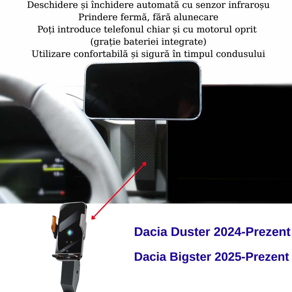 Suport telefon Smart cu prindere dedicata OEM pentru Dacia Duster 2024-present , Bigster 2025-present