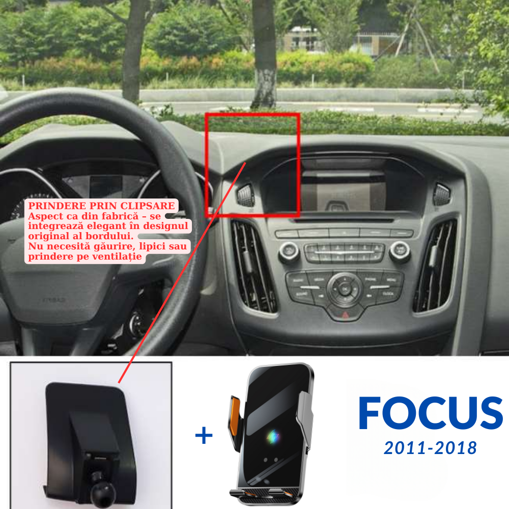 Suport telefon Smart cu prindere dedicata OEM pentru Ford Focus 2011-2018