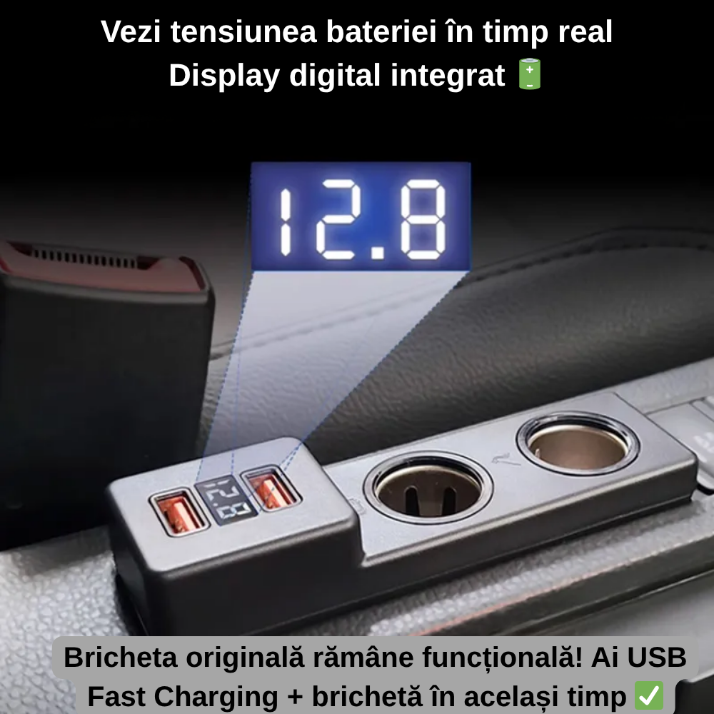 Încărcător Auto dedicat cu USB Fast Charging pentru Volkswagen Golf 7 2013-2019 — Plug & Play în loc de Scrumieră | QC3.0 + Type-C PD2.0/3.0