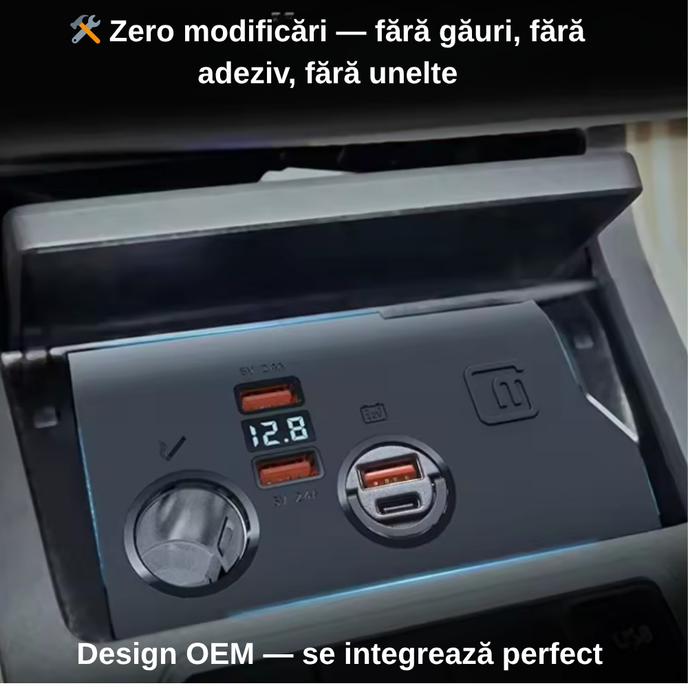 Încărcător Auto dedicat cu USB Fast Charging pentru Volkswagen Golf 5/ 6 / Jetta  — Plug & Play în loc de Scrumieră | QC3.0 + Type-C PD2.0/3.0