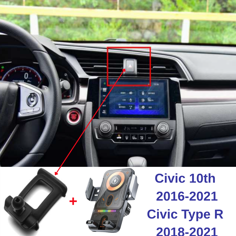 Suport telefon Smart cu prindere dedicata OEM pentru HONDA Civic 10th 2016-2021 Civic/Type R 2018-2021