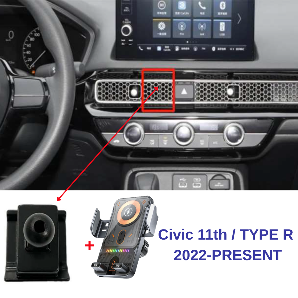 Suport telefon Smart cu prindere dedicata OEM pentru HONDA Civic 11th / TYPE R 2022-PRESENT