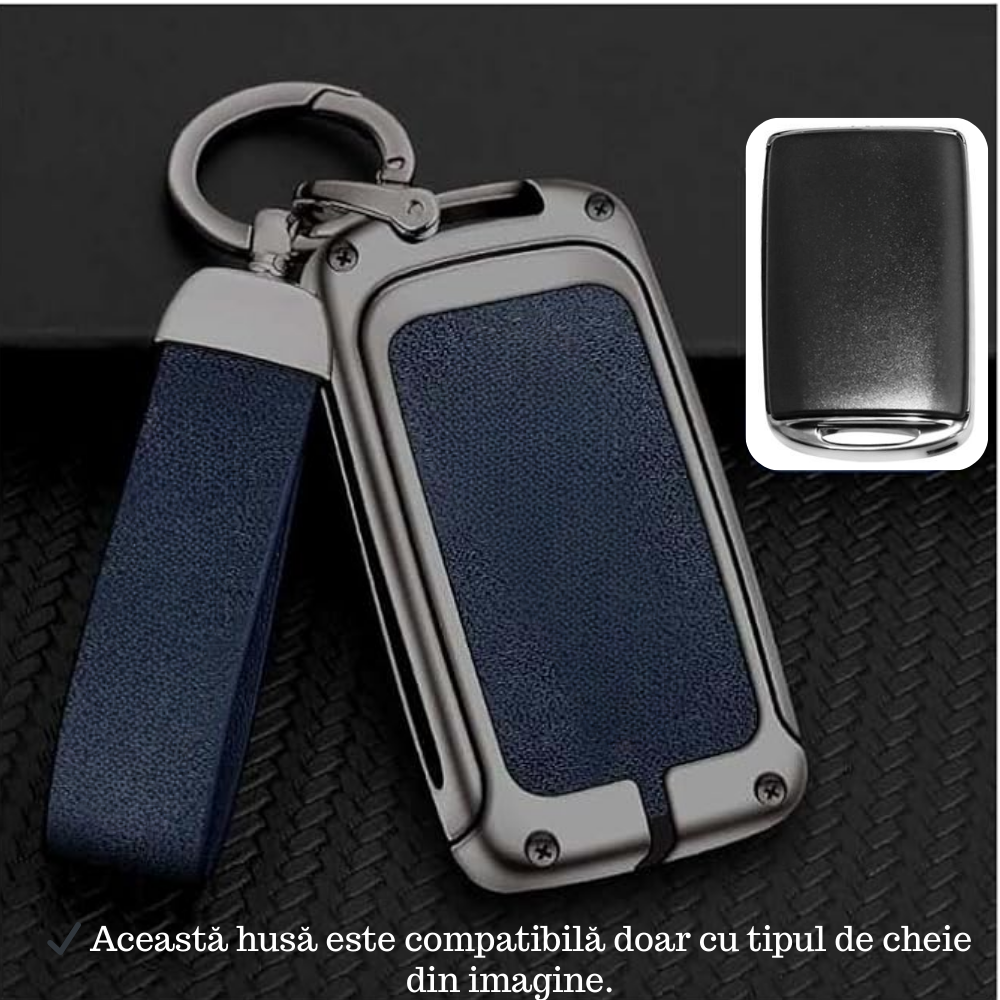 Husa cheie auto premium dedicata Mazda 3 6 CX3 CX30 CX5 CX8 CX9 CX50 CX60  din aliaj si piele naturala – set complet, protecție elegantă & cutie cadou
