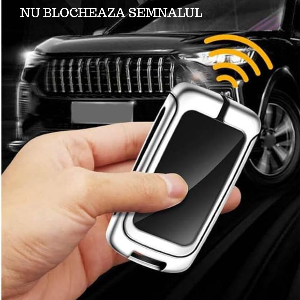 Husa cheie auto premium dedicata VW/Skoda/Seat Touareg 2005+ din aliaj si piele naturala – set complet, protecție elegantă & cutie cadou