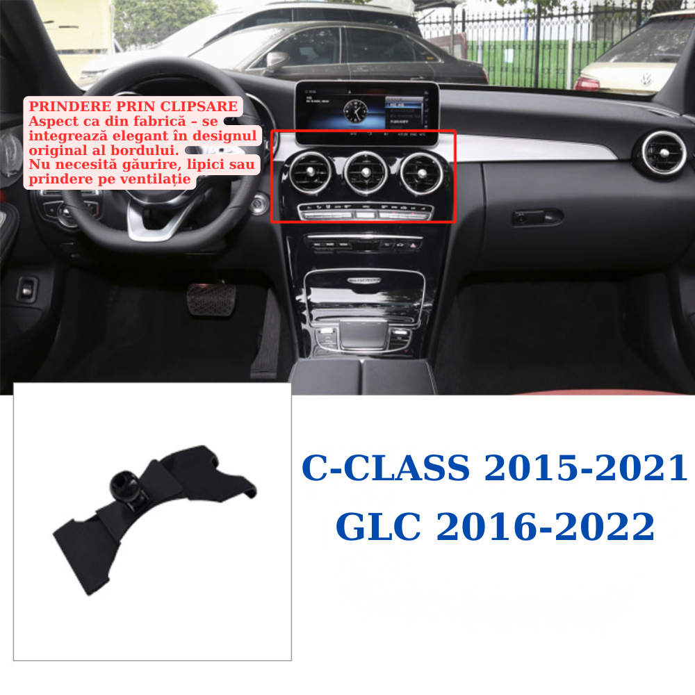 Smart phone holder with dedicated OEM mount for Mercedes C/GLC 2015-2022