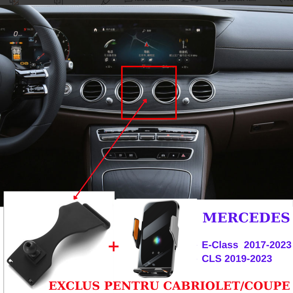Suport telefon Smart cu prindere dedicata OEM pentru Mercedes E CLASS 2017-2023/ CLS 2019-2023