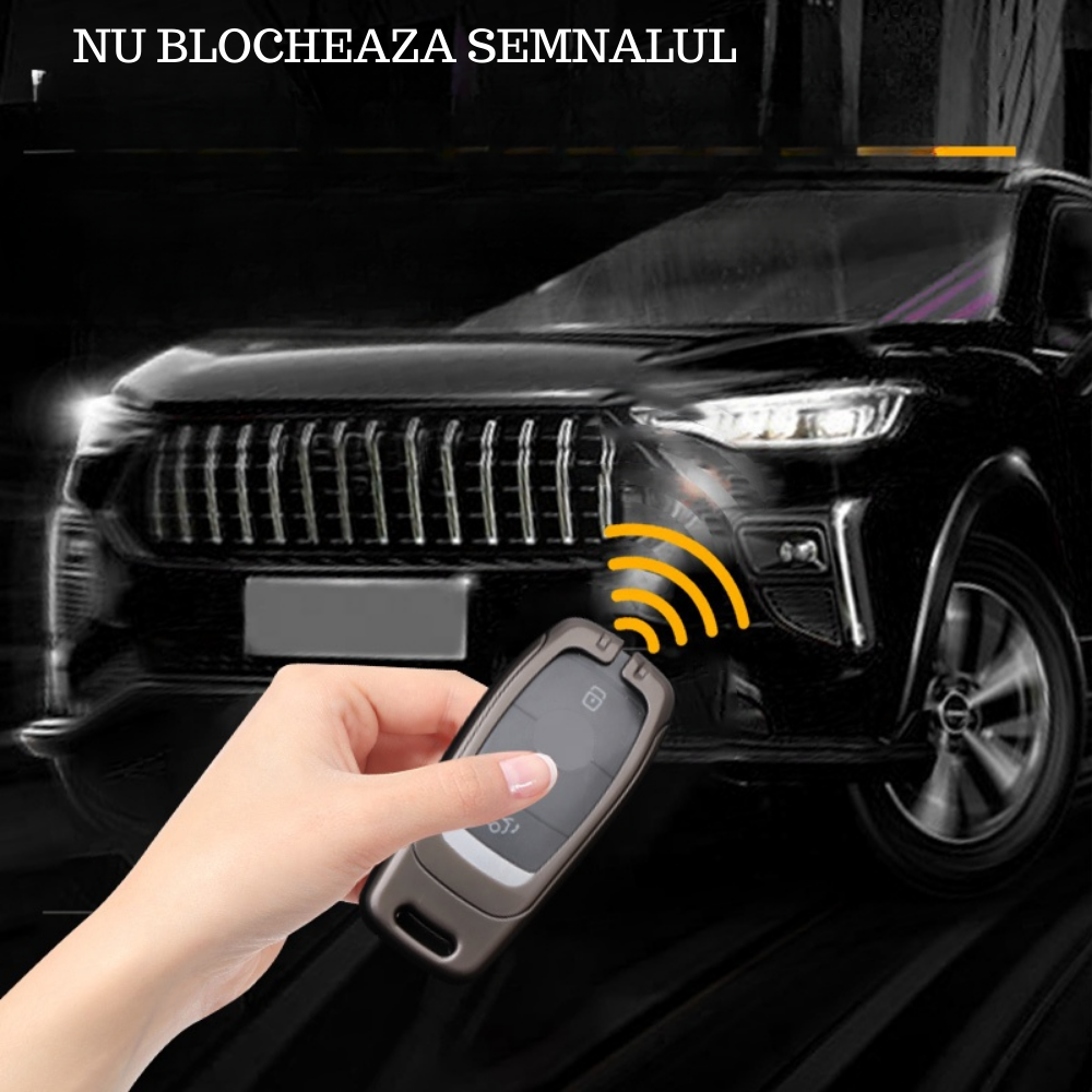 Husa cheie auto premium dedicata Mercedes Benz Clasa A B C E S G GLC CLE CLA W177 W205 W213 W222 X167 AMG 2010+ din aliaj si piele naturala – set complet, protecție elegantă & cutie cadou