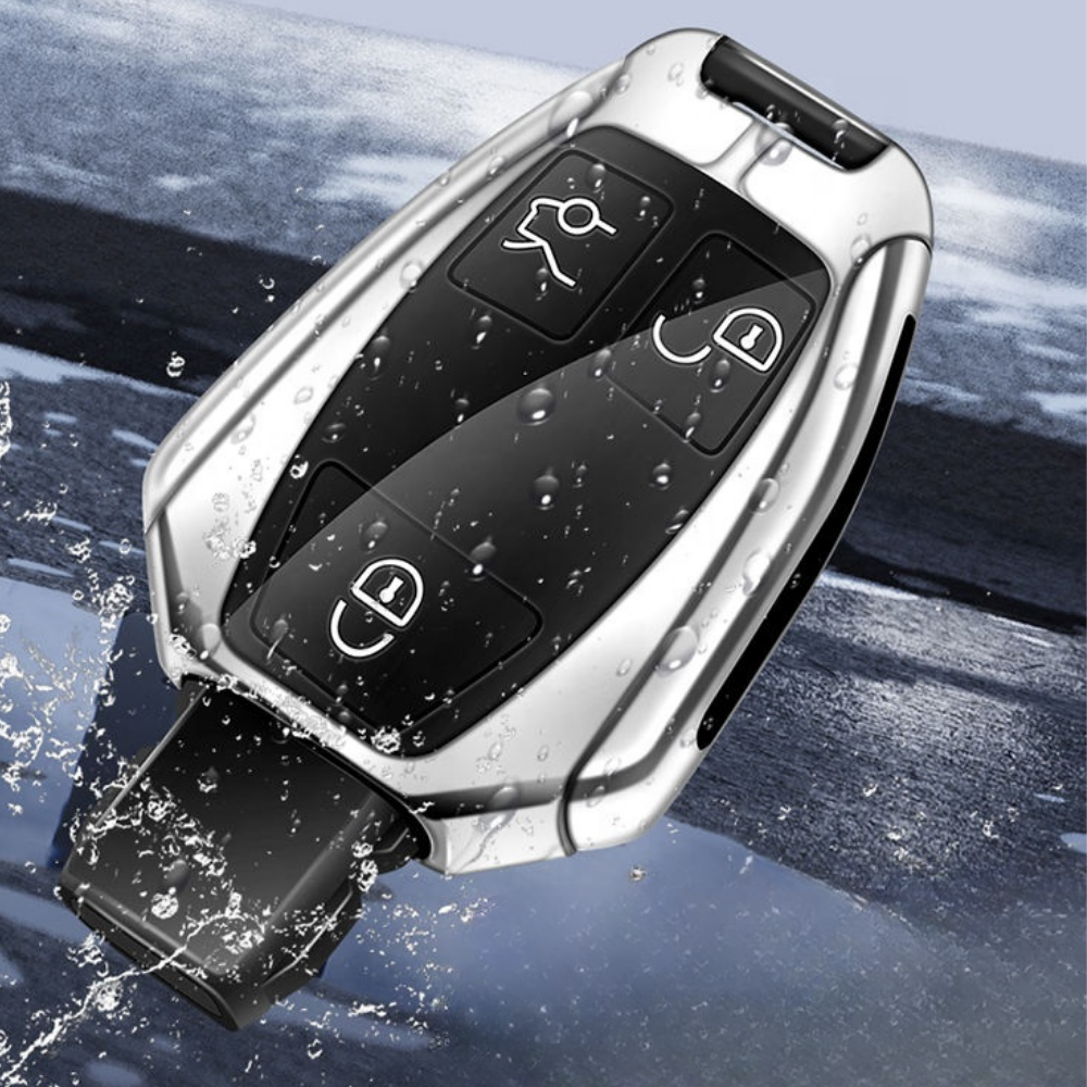 Husa cheie auto premium dedicata Mercedes Benz A B C CL CLK CLS E G GL M R S SL SLK Vito Sprinter Viano 2005 + din aliaj si piele naturala – set complet, protecție elegantă & cutie cadou