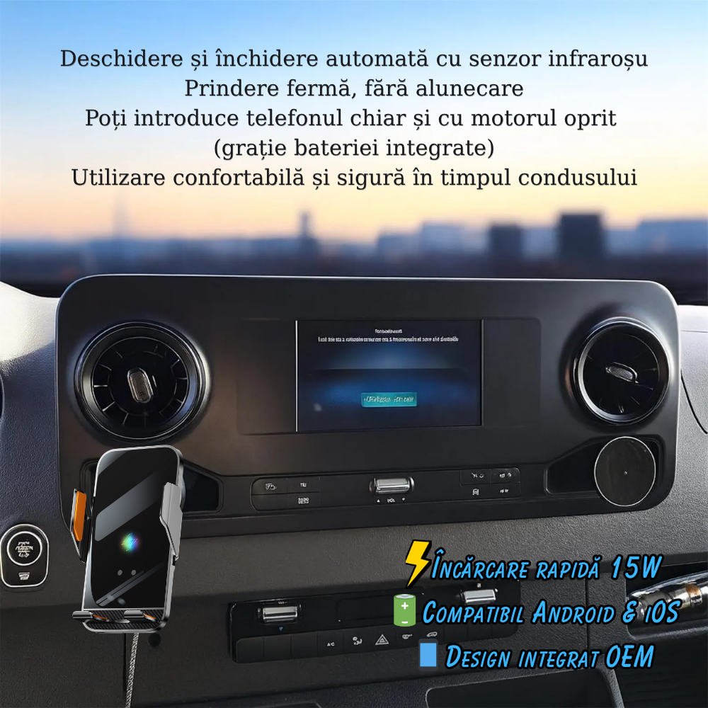Suport telefon Smart cu prindere dedicata OEM pentru Mercedes Sprinter W907 2018-prezent